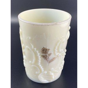 Northwood Glass Custard Louis XV with Gold Gilt Decorated Tumbler